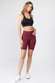 Women’s High Rise Matte Activewear Biker Shorts w/ Hidden Waistband Pocket style 3