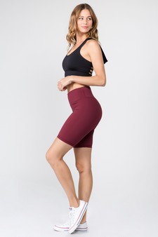 Women’s High Rise Matte Activewear Biker Shorts w/ Hidden Waistband Pocket style 4