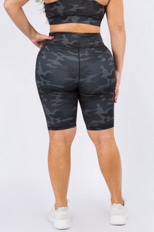 Women's Shark Grey Camo Activewear Biker Shorts style 3