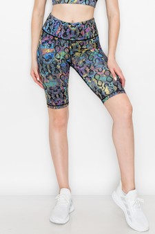 Women's Iridescent Snakeskin Activewear Biker Shorts style 2