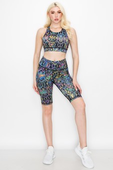 Women's Iridescent Snakeskin Activewear Biker Shorts style 4