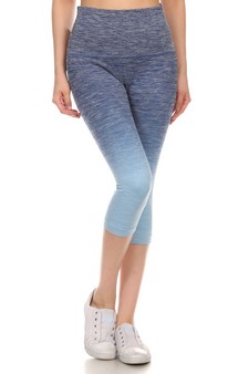 Dip Dye Ombre Athletic Capri Leggings w/High Waist Band (Medium only) style 2