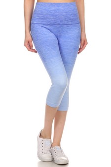 Dip Dye Ombre Athletic Capri Leggings w/High Waist Band (Medium only) style 2