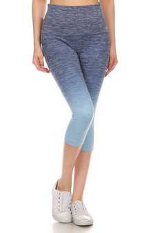 Dip Dye Ombre Athletic Capri Leggings w/High Waist Band style 2