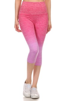 Dip Dye Ombre Athletic Capri Leggings w/High Waist Band style 2