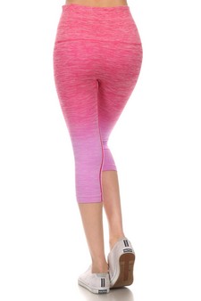 Dip Dye Ombre Athletic Capri Leggings w/High Waist Band style 3