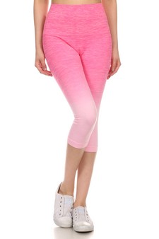 Dip Dye Ombre Athletic Capri Leggings w/High Waist Band style 2