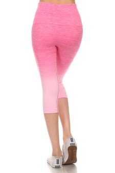 Dip Dye Ombre Athletic Capri Leggings w/High Waist Band style 3