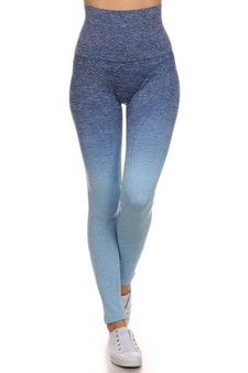 Women's Dip Dye Ombre Athletic Leggings with High Waistband (Large only) style 2