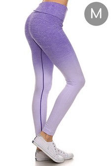 Women's Dip Dye Ombre Athletic Leggings with High Waistband (Medium only)