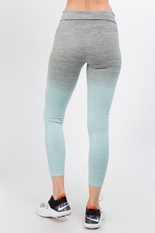 Women's Heather Knit Ombre Activewear Leggings w/High Waist Band style 3