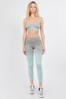 Women's Heather Knit Ombre Activewear Leggings w/High Waist Band style 5