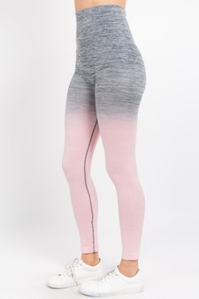 Women's Heather Knit Ombre Activewear Leggings w/High Waist Band style 2