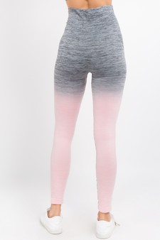 Women's Heather Knit Ombre Activewear Leggings w/High Waist Band style 3