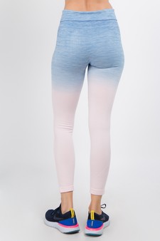 Women's Heather Knit Ombre Activewear Leggings w/High Waist Band style 3