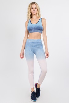 Women's Heather Knit Ombre Activewear Leggings w/High Waist Band style 5