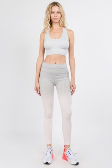 Women's Heather Knit Ombre Activewear Leggings w/High Waist Band style 5