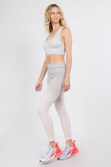 Women's Heather Knit Ombre Activewear Leggings w/High Waist Band style 6