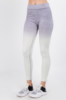 Women's Heather Knit Ombre Activewear Leggings w/High Waist Band style 2