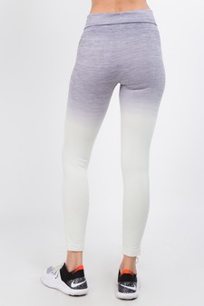 Women's Heather Knit Ombre Activewear Leggings w/High Waist Band style 3