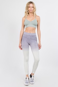 Women's Heather Knit Ombre Activewear Leggings w/High Waist Band style 5