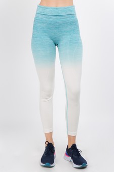 Women's Heather Knit Ombre Activewear Leggings w/High Waist Band style 4