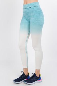 Women's Heather Knit Ombre Activewear Leggings w/High Waist Band style 5