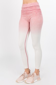 Women's Heather Knit Ombre Activewear Leggings w/High Waist Band style 2