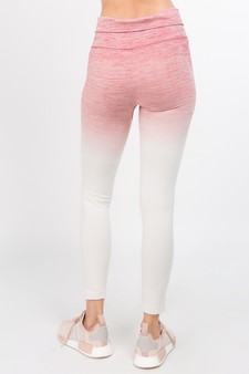 Women's Heather Knit Ombre Activewear Leggings w/High Waist Band style 3