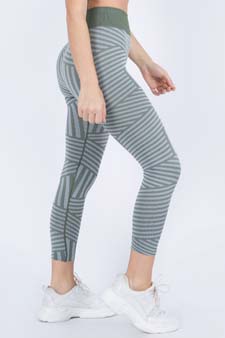 Women's Striped Seamless Activewear Leggings - Top:ACT641 style 2