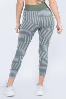 Women's Striped Seamless Activewear Leggings - Top:ACT641 style 3