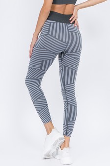 Women's Striped Seamless Activewear Leggings - Top:ACT641 style 4