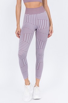 Women's Striped Seamless Activewear Leggings - Top:ACT641 style 2