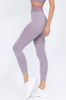 Women's Striped Seamless Activewear Leggings - Top:ACT641 style 3