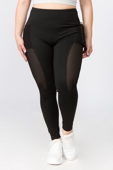 Women's Jersey Mesh Striped 3-Pocket Activewear Leggings style 2