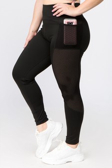 Women's Jersey Mesh Striped 3-Pocket Activewear Leggings