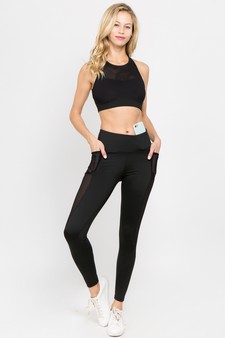 Women's Jersey Mesh Striped 3-Pocket Activewear Leggings (Medium only) style 8