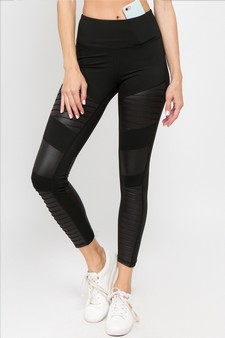 Women's Faux Leather Moto Activewear Leggings style 3