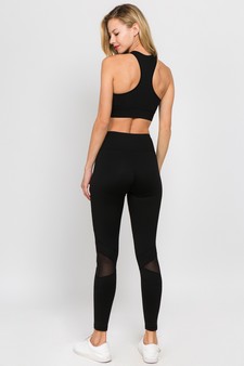 Women's Mesh Striped Single Pocket Activewear Leggings style 5