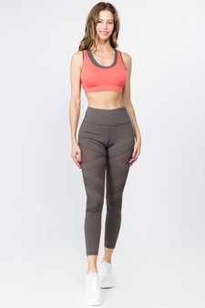 Women's Mesh Striped Single Pocket Activewear Leggings style 5