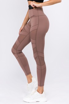 Women's Mesh Striped Single Pocket Activewear Leggings style 2