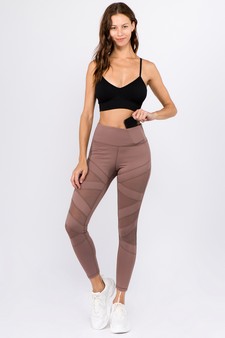 Women's Mesh Striped Single Pocket Activewear Leggings style 4