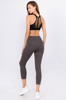 Women's Crisscross Mesh Ankle Capri Activewear Leggings style 4