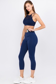 Women's Crisscross Mesh Ankle Capri Activewear Legging style 4