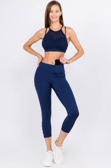 Women's Crisscross Mesh Ankle Capri Activewear Legging style 5