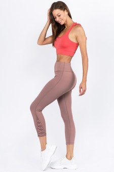 Women's Crisscross Mesh Ankle Capri Activewear Legging style 4