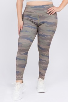 Women's High Rise Camouflage Activewear Leggings - Plus size Top: ACT648TP-XL