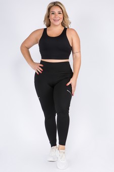 Women's Activewear Leggings w/ Reflective Stripes & Pockets style 4