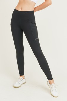Women's Activewear Leggings w/ Reflective Stripes & Pockets style 2