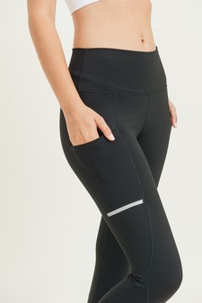 Women's Activewear Leggings w/ Reflective Stripes & Pockets style 6